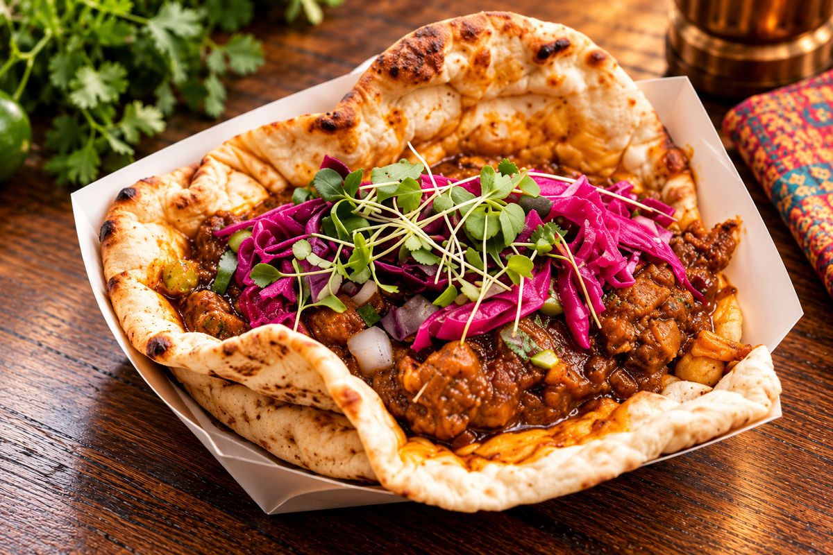 Lamb Masala Naan Taco